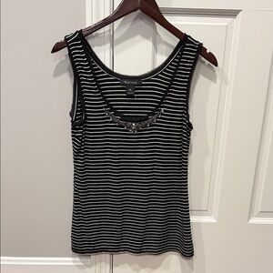 White House Black Market Black and White Striped Tank Top